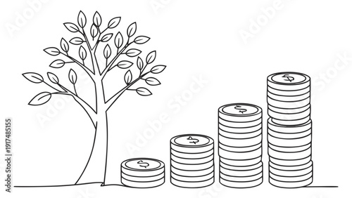 Growing wealth and financial growth concept with money stacks