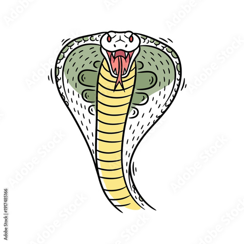 Yellow Cobra Snake Illustration Art.