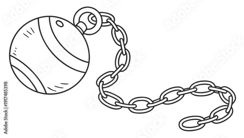 Wrecking ball with chain on transparent background for demolition concepts
