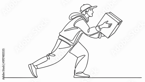 Courier rushing to deliver package quickly and efficiently