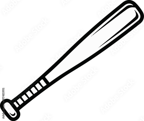 Black and white illustration of a baseball bat