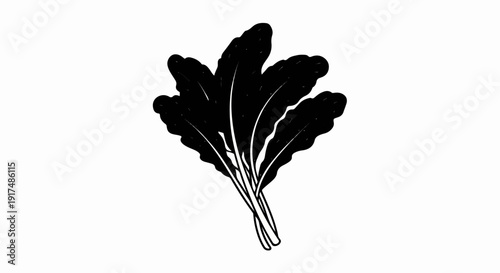 Black and white illustration of a bunch of leafy greens