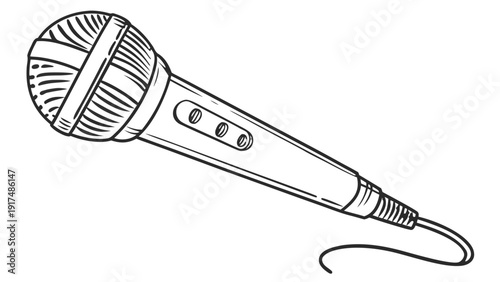 Classic microphone illustration, perfect for music, performance, and broadcast themes.
