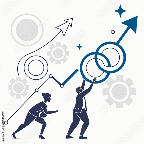 Two businessmen working together to improve performance