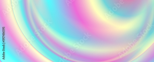 Abstract colorful gradient holographic liquid waves futuristic background. Pastel retro banner vector design