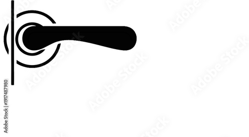 Black minimalist door handle icon on a white background