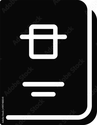 Black silhouette of a passport document icon representing international travel citizenship identification immigration border control customs and official government paper records.