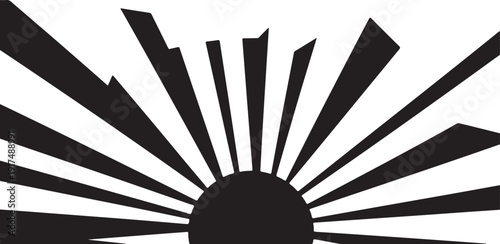 Black Sunburst Design on White Background Graphic Element