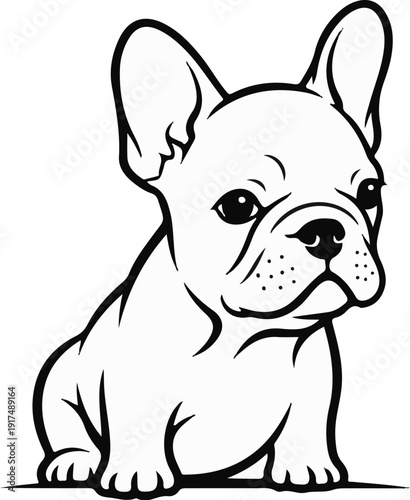 Cute cartoon dog sitting, with large ears and a wrinkled snout.