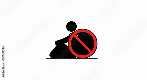 Black figure on wheelchair with a red prohibition sign