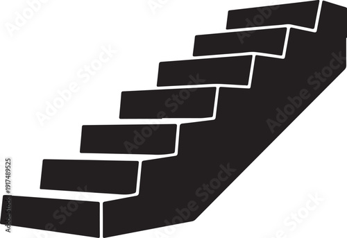 Staircase Steps Leading Upwards in Black and White Color