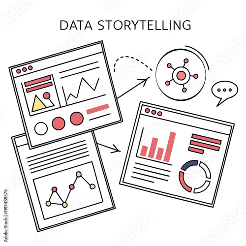 Data storytelling with graphs and charts on screens