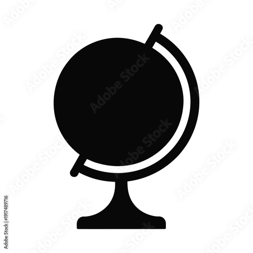 Simple black globe icon on white background for global business concepts