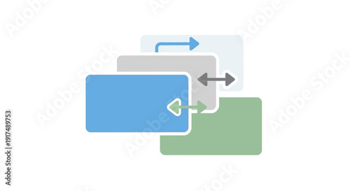 Colorful rectangle shapes icons overlap.