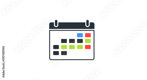 Colorful calendar icon on white.