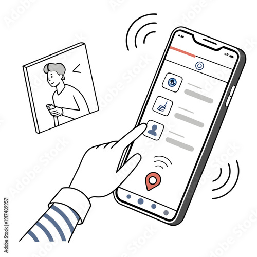 A hand using a smartphone to share a photo