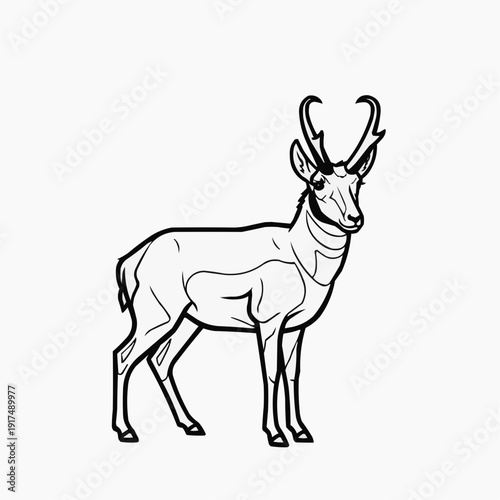 A stylized illustration of a pronghorn antelope standing in profile view.