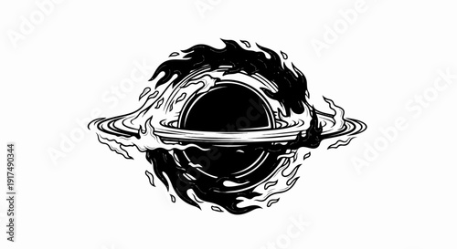 Cosmic phenomenon black hole with fiery accretion disk