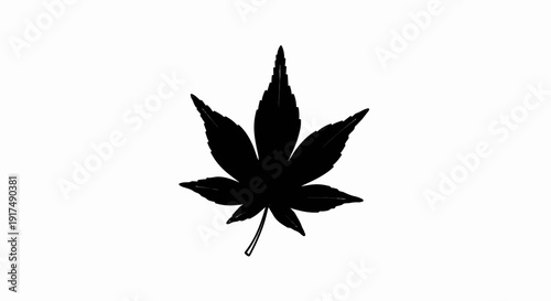 Black silhouette of a five-pointed maple leaf with detailed veins
