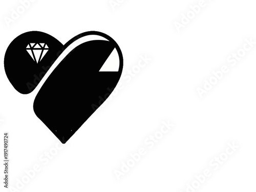 Black heart with diamond shape inside, and a white triangle cut out
