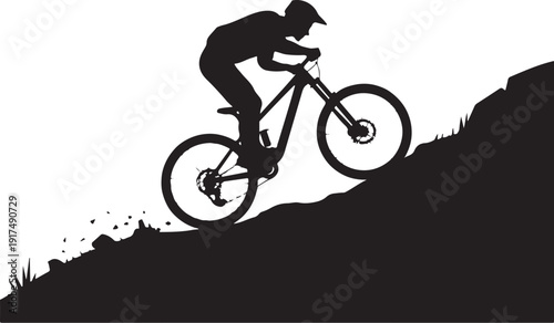 Mountain Biker Silhouette  Vector