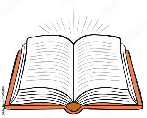 Open Book with Radiant Light Rays Emanating From Pages