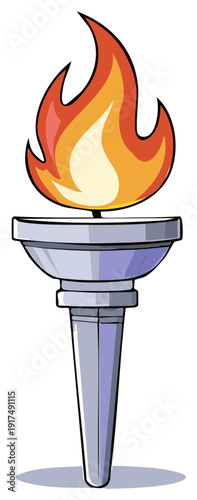 Cartoon illustration of a torch with a flame, a symbol for competition