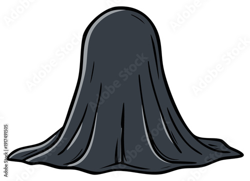 Ghost Illustration, Dark Spirit Cartoon, Spooky Covered Creature, Halloween Symbol