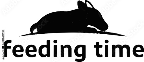 Black silhouette of a pig consuming food, with bold text below