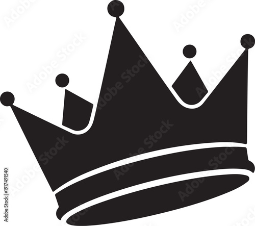 Black Crown Icon on White Background Royal Symbol