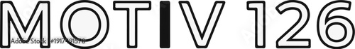 Bold outline of 'MOTIV 126' with a solid black vertical line