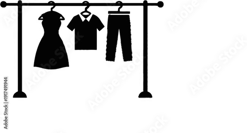 Clothing displayed on a rack