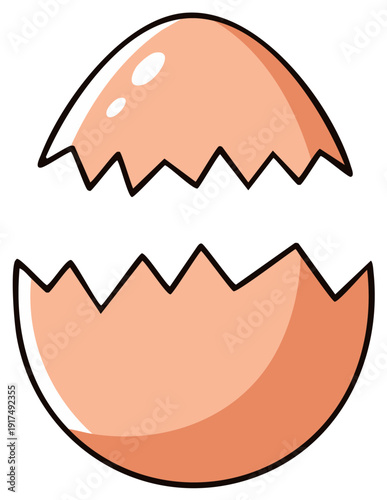 Cartoon Cracked Eggshell Illustration with Simple Design