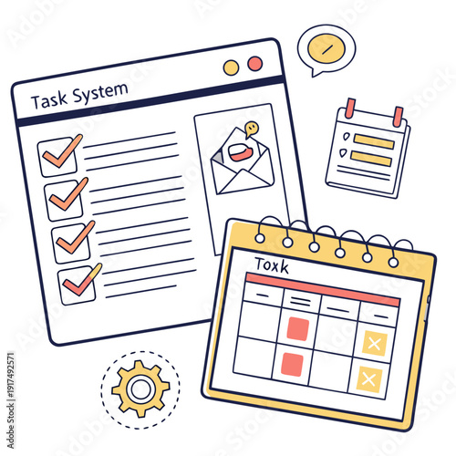 A task screen and calendar for organization