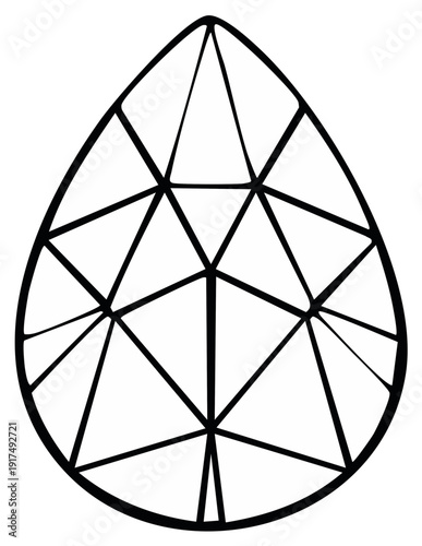 Geometric Abstract Teardrop Shape Outline with Intricate Triangular Facets
