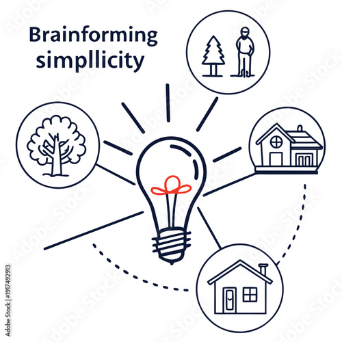 A lightbulb with icons representing brainforming simplicity