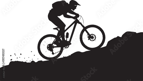 Mountain Biker Silhouette  Vector