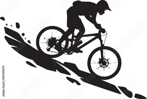 Mountain Biker Silhouette  Vector