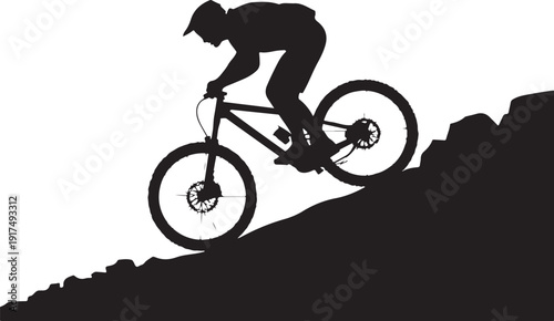 Mountain Biker Silhouette  Vector