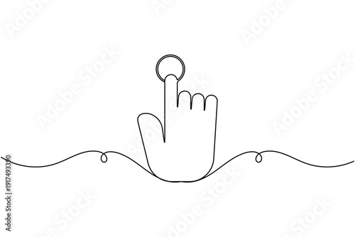 Hand touch interaction icon continuous one line drawing on white background minimalist finger tap interface gesture symbol outline vector illustration