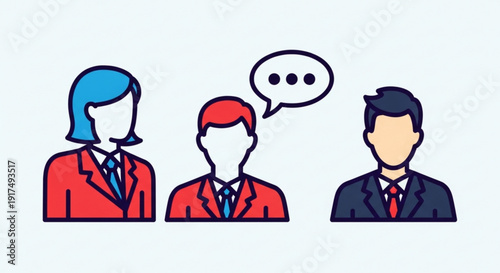 Business people talking in a meeting with speech bubble flat design professional communication concept