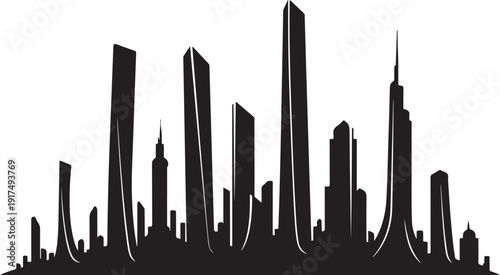 Modern city skyline with sleek skyscrapers and urban landscape