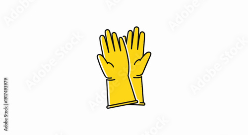 Bright yellow rubber gloves for cleaning or protection against germs