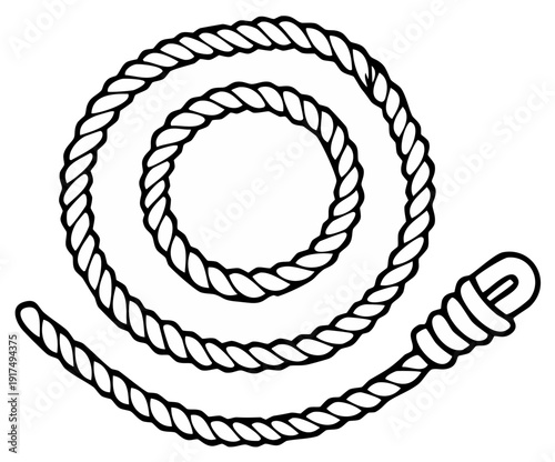 Thick coiled rope with a looped end in a simple line drawing style