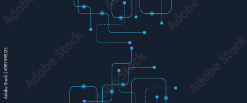 Abstract digital AI circuit board background with tech icons. Digital technology motherboard texture design. Engineering circuit board concept for poster, header, banner, website, presentation