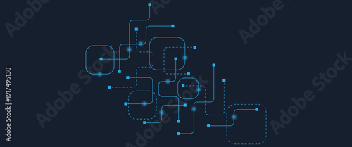 Abstract digital AI circuit board background with tech icons. Digital technology motherboard texture design. Engineering circuit board concept for poster, header, banner, website, presentation
