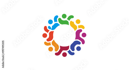 Diverse people holding hands in circle.