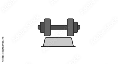 Dumbbell on a weightlifting block.