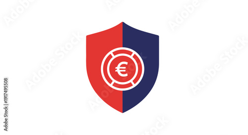 Euro currency shield protection symbol icon.
