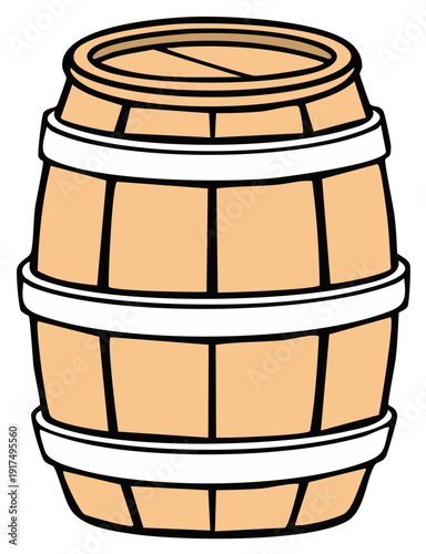 Simple Wooden Barrel With White Bands